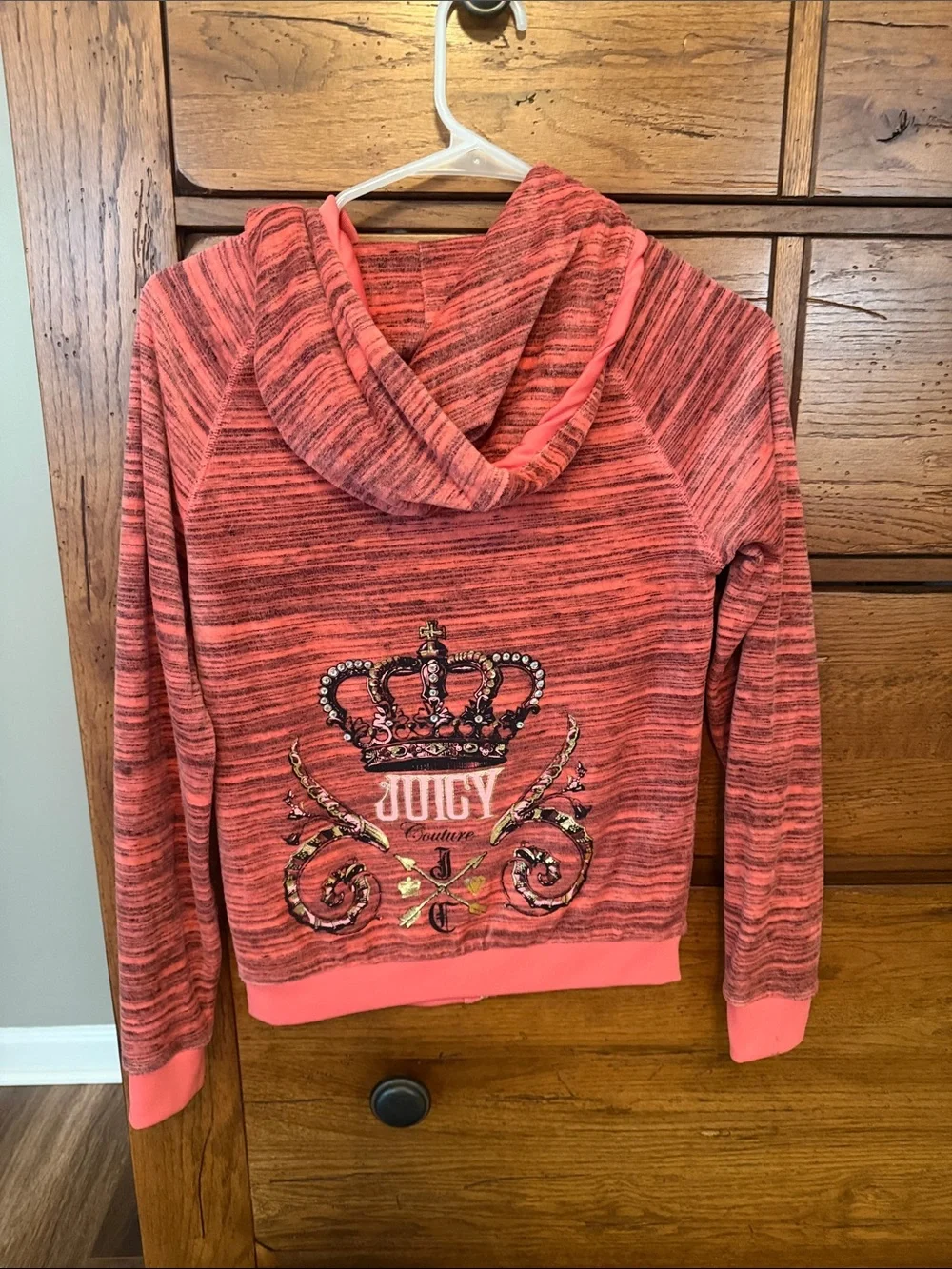 Juicy Couture Pink and Coral Striped Hoodie. Hardly worn.